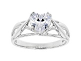 White Cubic Zirconia Rhodium Over Sterling Silver Heart Ring 2.09ctw