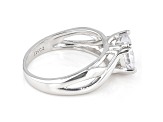 White Cubic Zirconia Rhodium Over Sterling Silver Heart Ring 2.09ctw