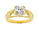 White Cubic Zirconia 18K Yellow Gold Over Sterling Silver Heart Ring 2.09ctw