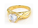 White Cubic Zirconia 18K Yellow Gold Over Sterling Silver Heart Ring 2.09ctw