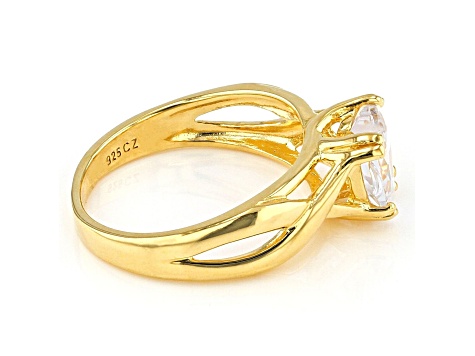 White Cubic Zirconia 18K Yellow Gold Over Sterling Silver Heart Ring 2.09ctw