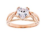 White Cubic Zirconia 18K Rose Gold Over Sterling Silver Heart Ring 2.09ctw
