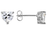 White Cubic Zirconia Rhodium Over Sterling Silver Heart Stud Earrings 2.56ctw