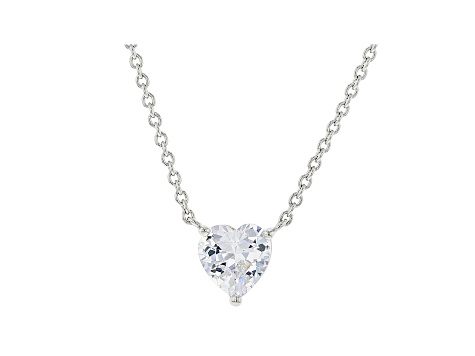White Cubic Zirconia Rhodium Over Sterling Silver Heart Necklace 2.85ctw