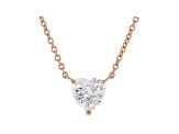White Cubic Zirconia 18K Rose Gold Over Sterling Silver Heart Necklace 2.85ctw