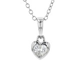 White Cubic Zirconia Rhodium Over Sterling Silver Heart Pendant With Chain 0.37ctw