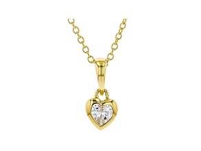 White Cubic Zirconia 18K Yellow Gold Over Sterling Silver Heart Pendant With Chain 0.37ctw