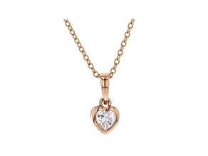 White Cubic Zirconia 18K  Gold Over Sterling Silver Heart Pendant With Chain 0.37ctw