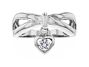 Picture of White Cubic Zirconia Rhodium Over Sterling Silver Heart Ring 0.40ctw