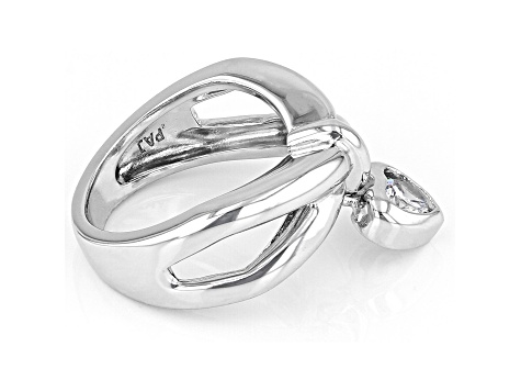 White Cubic Zirconia Rhodium Over Sterling Silver Heart Ring 0.40ctw