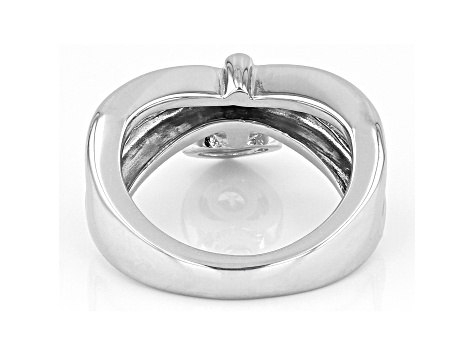 White Cubic Zirconia Rhodium Over Sterling Silver Heart Ring 0.40ctw