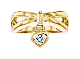 White Cubic Zirconia 18K Yellow Gold Over Sterling Silver Heart Ring 0.40ctw