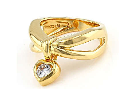 White Cubic Zirconia 18K Yellow Gold Over Sterling Silver Heart Ring 0.40ctw