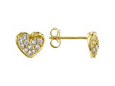White Cubic Zirconia 18K Yellow Gold Over Sterling Silver Heart Earrings 0.59ctw