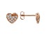 White Cubic Zirconia 18K Rose Gold Over Sterling Silver Heart Earrings 0.59ctw