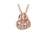 White Cubic Zirconia 18K Rose Gold Over Sterling Silver Heart Pendant With Chain 0.46ctw