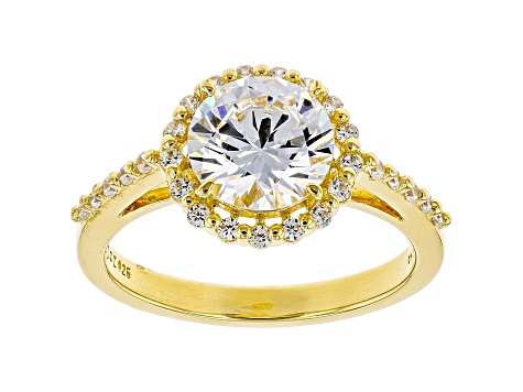 White Cubic Zirconia 18K Yellow Gold Over Sterling Silver Ring 3.39ctw