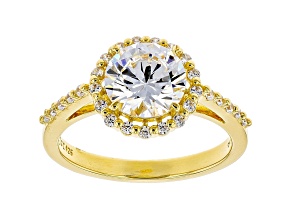 White Cubic Zirconia 18K Yellow Gold Over Sterling Silver Ring 3.39ctw