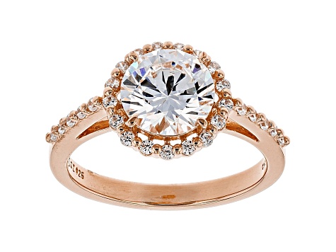 White Cubic Zirconia 18K Rose Gold Over Sterling Silver Ring 3.39ctw
