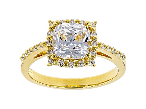 White Cubic Zirconia 18K Yellow Gold Over Sterling Silver Ring 2.98ctw