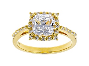 White Cubic Zirconia 18K Yellow Gold Over Sterling Silver Ring 2.98ctw