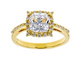 White Cubic Zirconia 18K Yellow Gold Over Sterling Silver Ring 2.98ctw