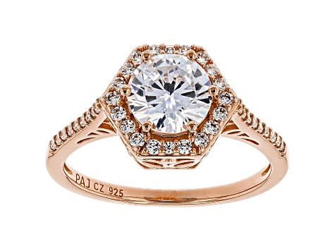 White Cubic Zirconia 18K Rose Gold Over Sterling Silver Ring 2.64ctw