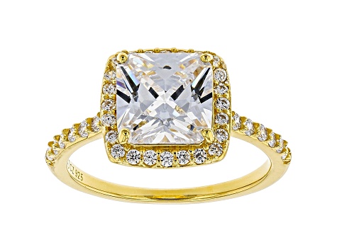 White Cubic Zirconia 18K Yellow Gold Over Sterling Silver Ring 4.64ctw
