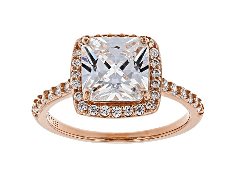 White Cubic Zirconia 18K Rose Gold Over Sterling Silver Ring 4.64ctw