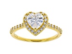 White Cubic Zirconia 18K Yellow Gold Over Sterling Silver Heart Ring 2.10ctw