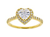 White Cubic Zirconia 18K Yellow Gold Over Sterling Silver Heart Ring 2.10ctw