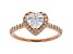 White Cubic Zirconia 18K Rose Gold Over Sterling Silver Heart Ring 2.10ctw