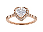 White Cubic Zirconia 18K Rose Gold Over Sterling Silver Heart Ring 2.10ctw