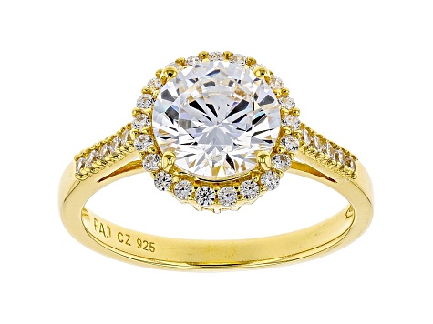 White Cubic Zirconia 18K Yellow Gold Over Sterling Silver Ring 3.45ctw
