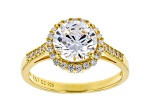 White Cubic Zirconia 18K Yellow Gold Over Sterling Silver Ring 3.45ctw