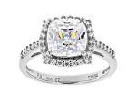 White Cubic Zirconia Rhodium Over Sterling Silver Ring 4.20ctw