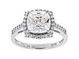 White Cubic Zirconia Rhodium Over Sterling Silver Ring 4.20ctw