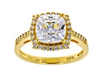 White Cubic Zirconia 18K Yellow Gold Over Sterling Silver Ring 4.20ctw