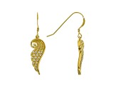 White Cubic Zirconia 18K Yellow Gold Over Sterling Silver Angel Wing Earrings 0.28ctw