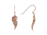 White Cubic Zirconia 18K Rose Gold Over Sterling Silver Angel Wing Earrings 0.28ctw