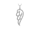 White Cubic Zirconia Rhodium Over Sterling Silver Angel Wing Pendang With Chain 1.09ctw