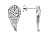 White Cubic Zirconia Rhodium Over Sterling Silver Angel Wing Earrings 0.41ctw