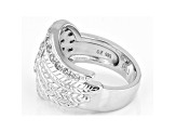 White Cubic Zirconia Rhodium Over Sterling Silver Angel Wing Ring 0.76ctw