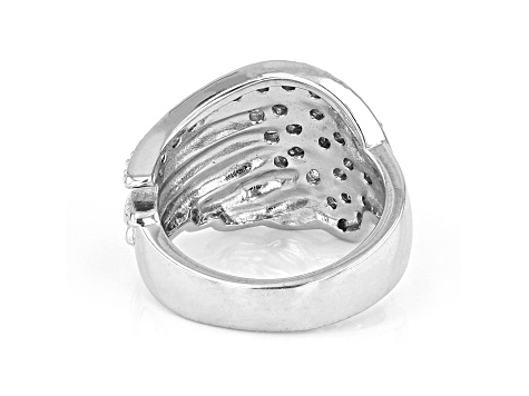 White Cubic Zirconia Rhodium Over Sterling Silver Angel Wing Ring 0.76ctw