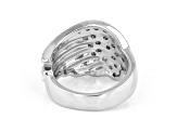 White Cubic Zirconia Rhodium Over Sterling Silver Angel Wing Ring 0.76ctw
