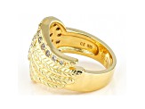 White Cubic Zirconia 18K Yellow Gold Over Sterling Silver Angel Wing Ring 0.76ctw