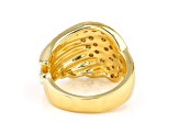 White Cubic Zirconia 18K Yellow Gold Over Sterling Silver Angel Wing Ring 0.76ctw