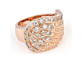 White Cubic Zirconia 18K Rose Gold Over Sterling Silver Angel Wing Ring 0.76ctw