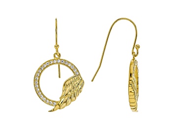 Picture of White Cubic Zirconia 18K Yellow Gold Over Sterling Silver Angel Wing Earrings 0.75ctw