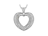 White Cubic Zirconia Rhodium Over Sterling Silver Heart Pendant With Chain 1.59ctw